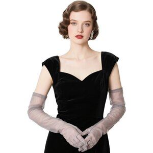 Women's Tulle Light Gray Long Satin Gloves Evening Elbow Length Party Costumes